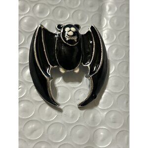 black w/ silver fang Bat Brooch Pin purse decoration pin collection